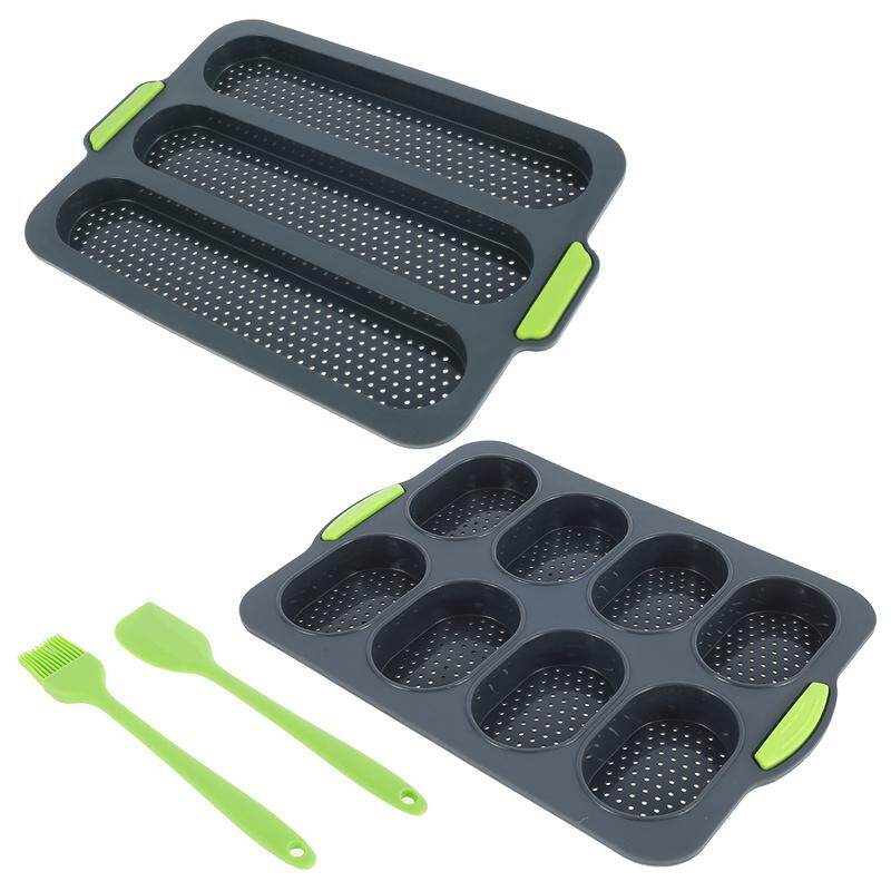 Gambar Silicone Baguette Baking Mold, Non stick Coating French Bread Mold Cake Baking Mold Baguette Pan Tray Kitchen Baking Tools Bread Mould