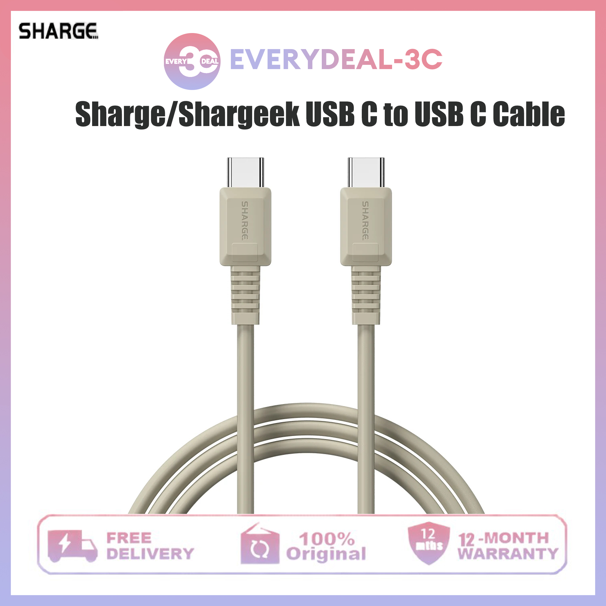 Sharge/shargeek USB C để USB C cáp, Loại C Cáp Cáp sạc nhanh cho Macbook, ipad, Samsung,Pixel, chuyển đổi vv