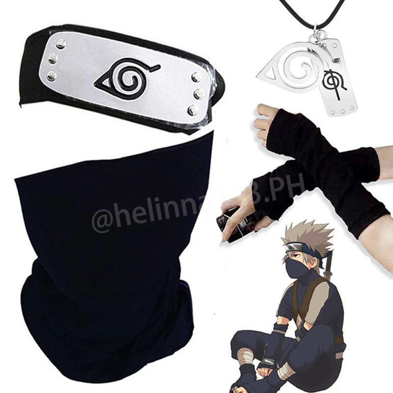 Anime Naruto Akatsuki Uchiha Sasuke Hatake Kakashi Glove Cuff Mitten Necklace Headband Cosplay Accessories Props
