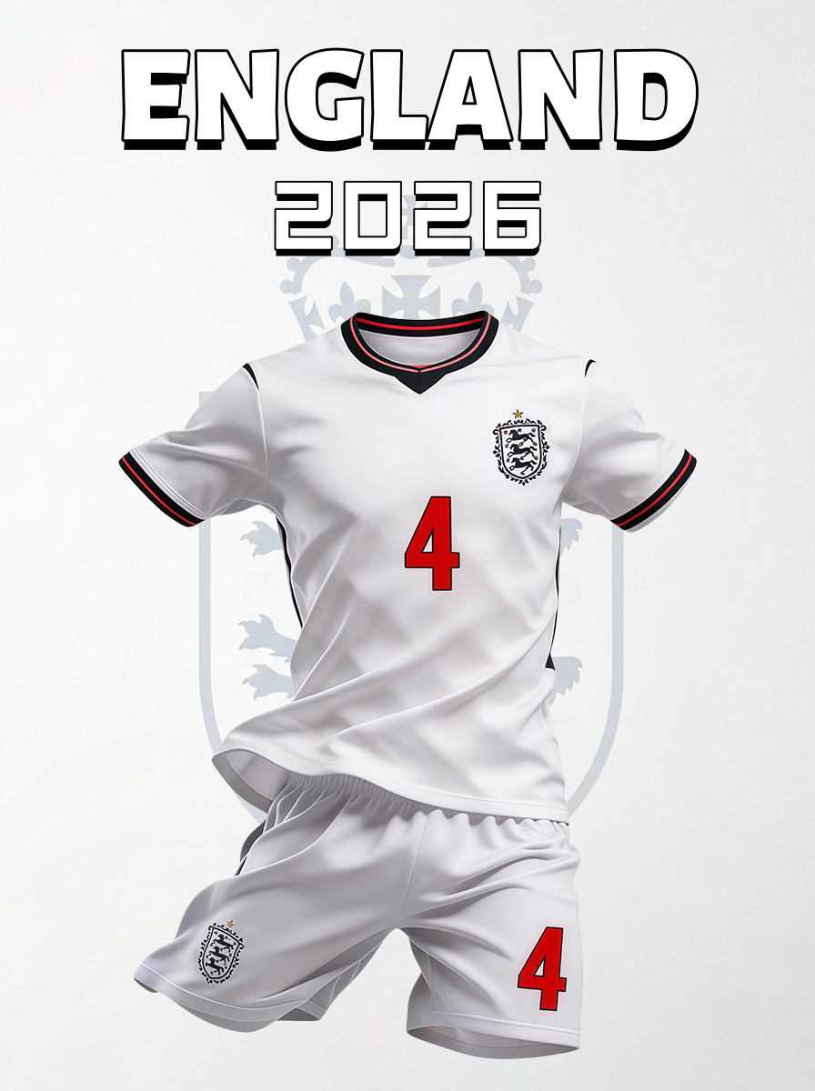2026 World Cup England National Team Home Soccer Jersey Set – Football Jersey & Shorts Kit