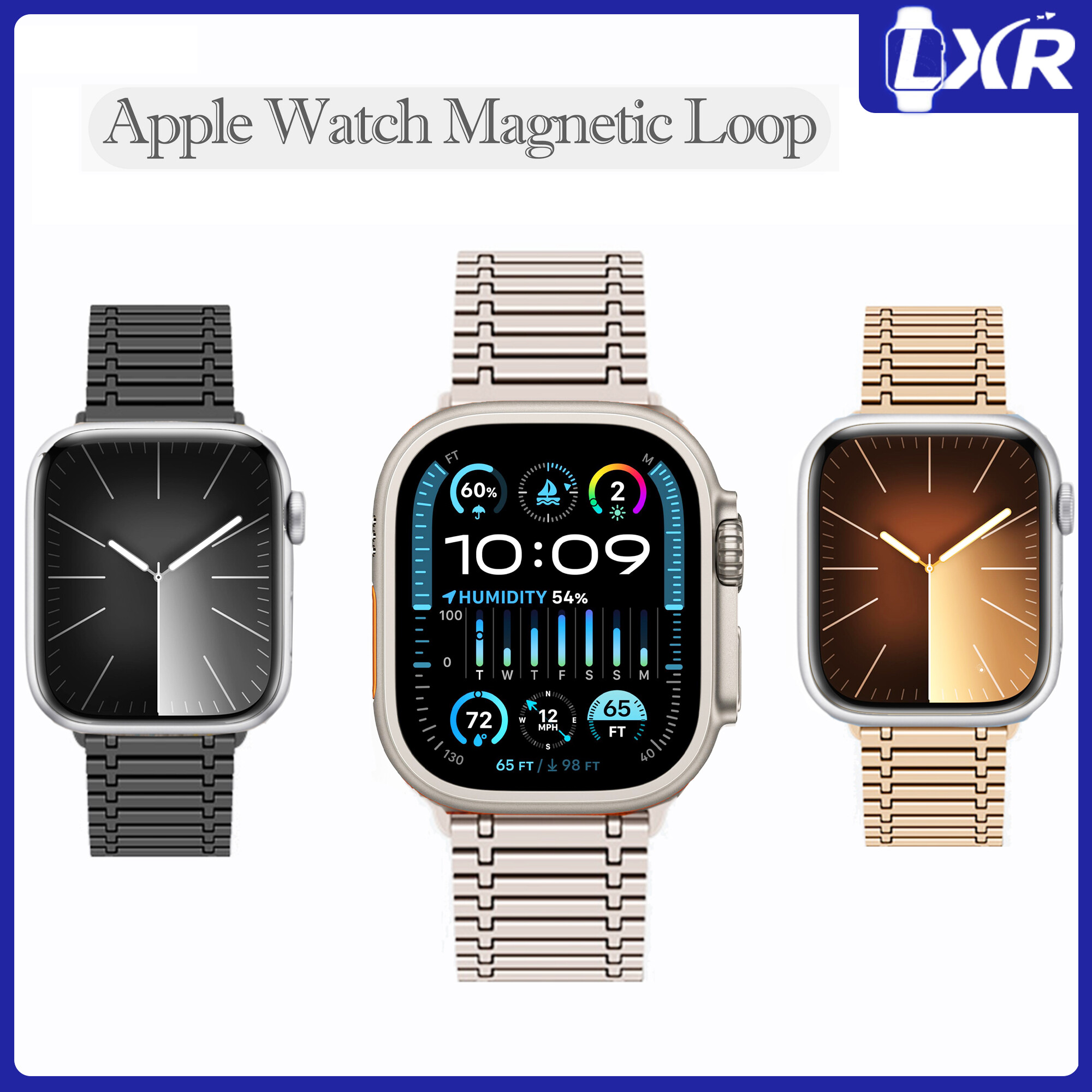 For Apple Watch Ultra2 Strap 49mm 45mm 44mm 42mm 41mm 40mm 38mm iWatch Metal Bracelet Stainless Steel Strap Magnetic Band for Apple Watch Ultra Series 9 8 7 SE2 SE 6 5 4 3 2 1 ราคา 561 บาท*ส่งฟรี