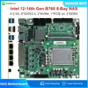 B760 Mini ITX NAS Motherboard with 8 SATA & 4 LAN