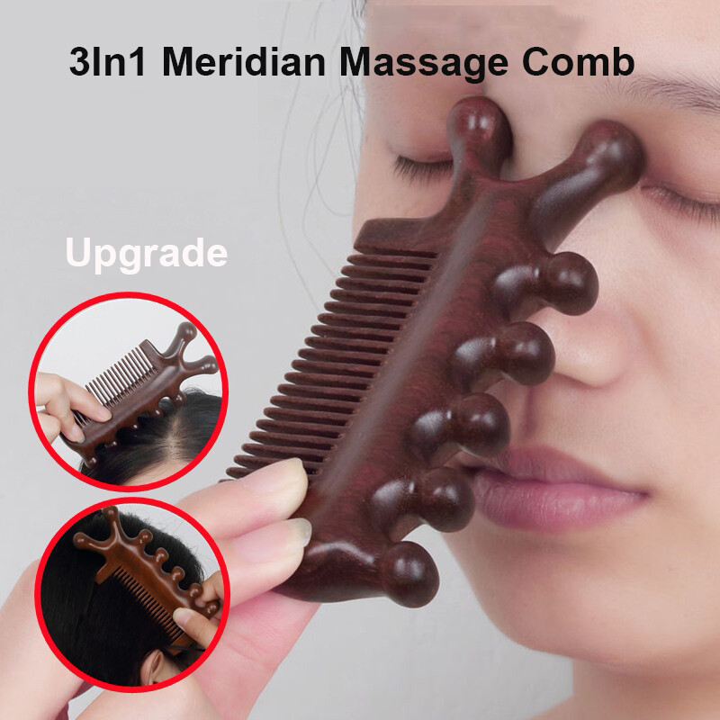 Afdeal Sandalwood Massage Comb Head Meridian Massage Comb Scalp Scraping Dredging Wood Comb
