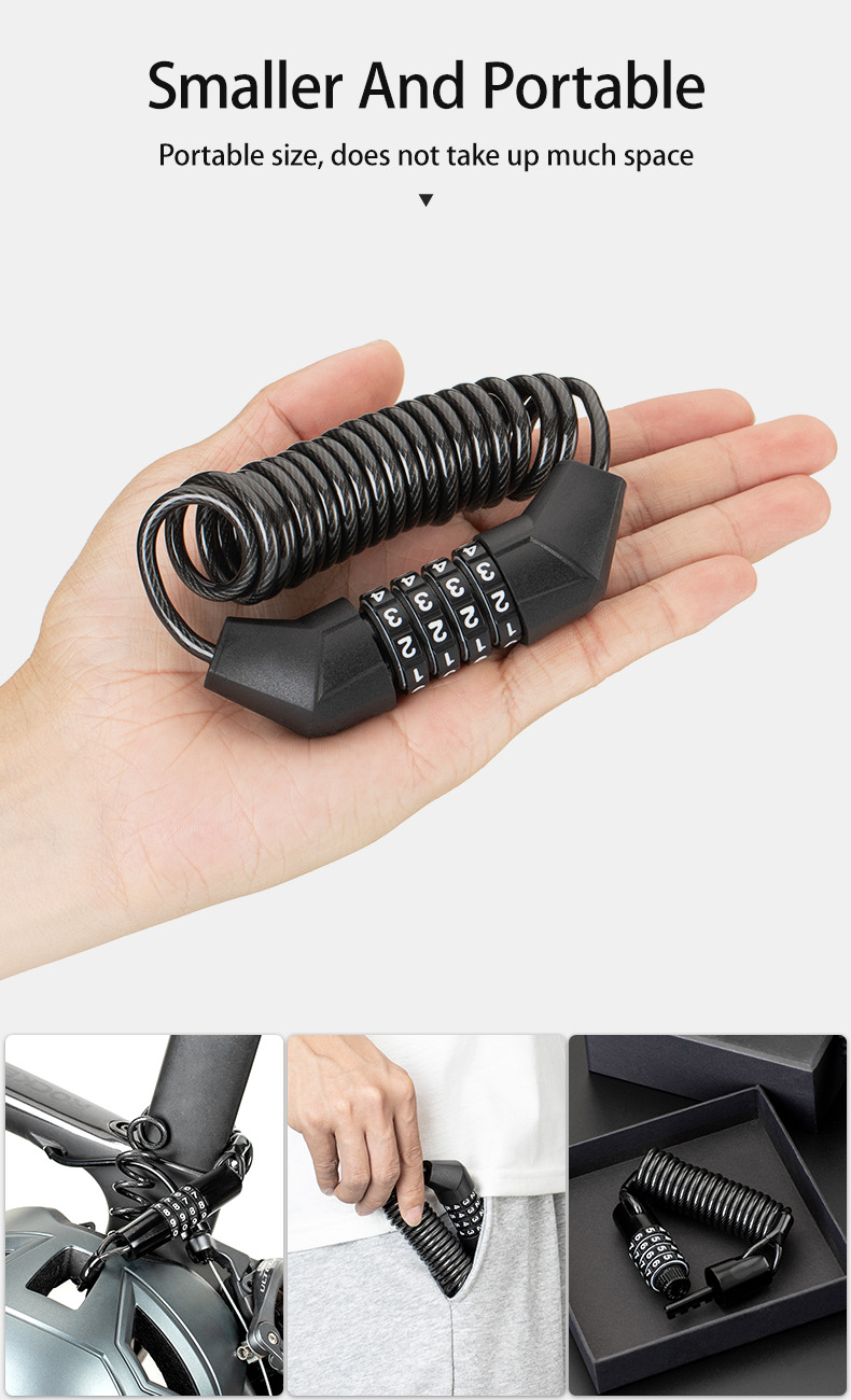 ROCKBROS Bicycle Mini Password Lock Anti-theft Helmet Bike Chain