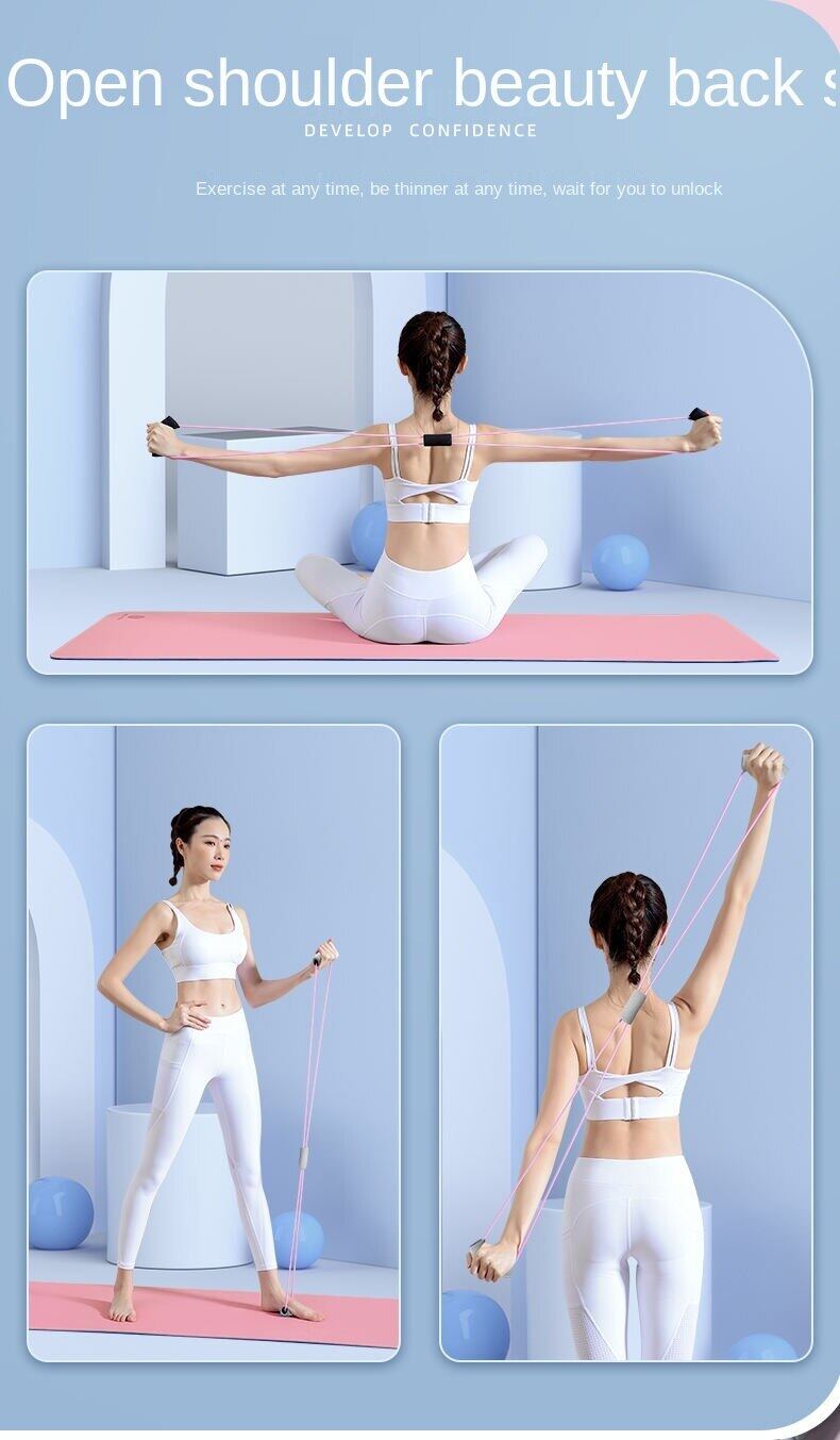 8 words chest expander yoga elastic belt shoulder training back training pull back open shoulder home pulling rope fitness equipment