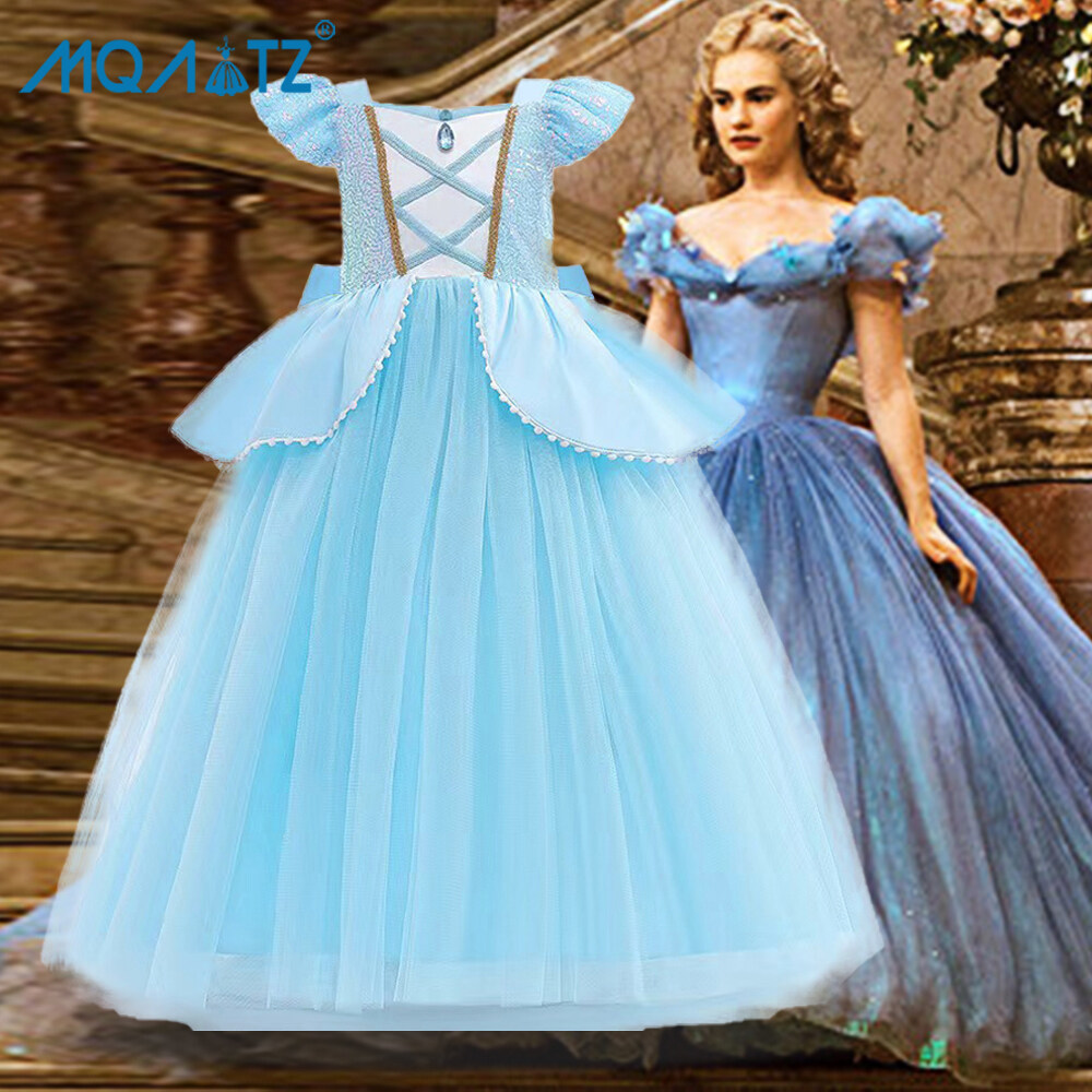 MQATZ Cinderella Cosplay Costume Kids Clothes for Girls Sequins Princess