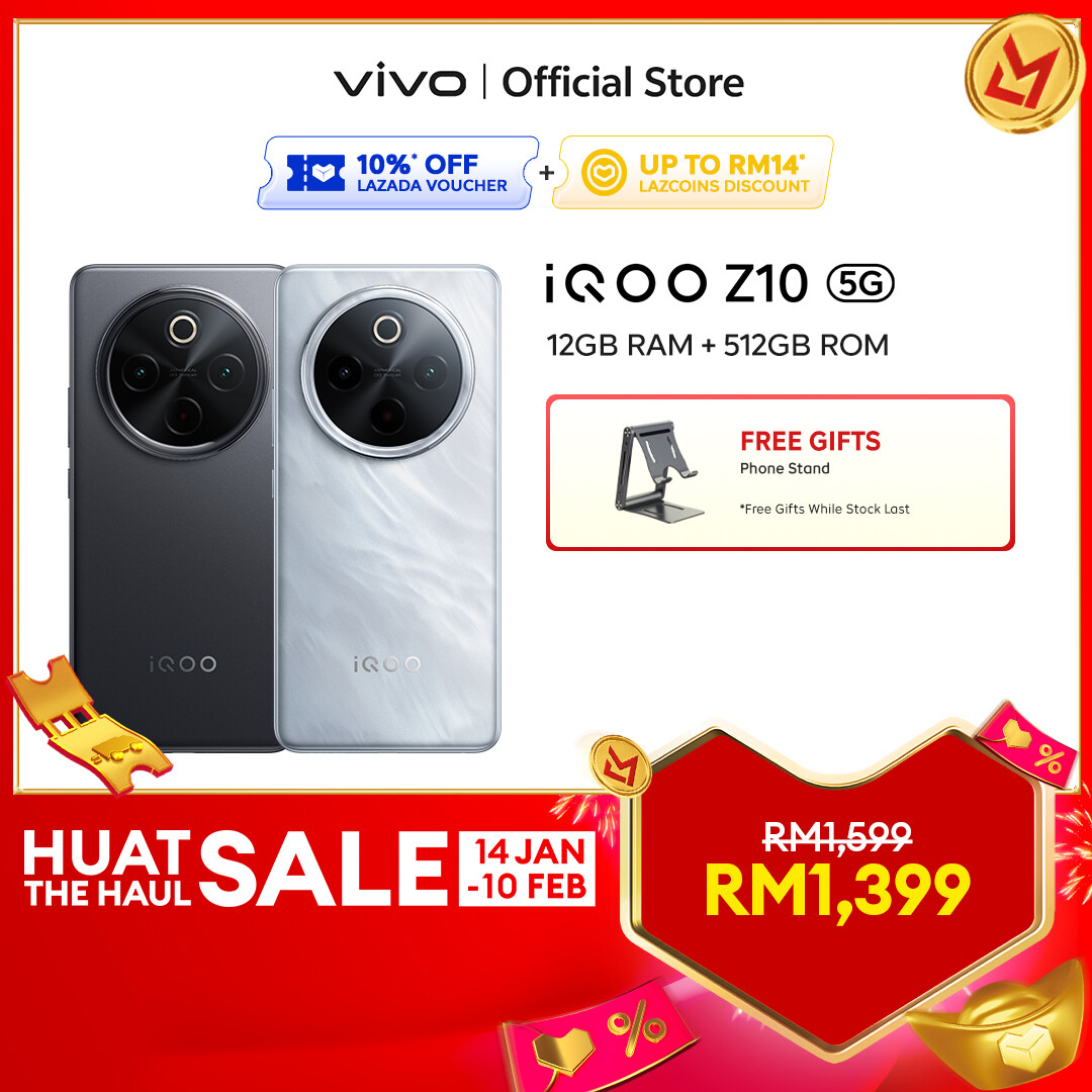 【Largest Battery mAh】iQOO Z10 5G | 24GB*(12+12) RAM +512 ROM | 7300mAh BlueVolt Battery ｜ 90W FlashCharge｜ Snapdragon 7s Gen 3 ｜120Hz Eyecare AMOLED Display｜ Sony 50MP Anti-Shake OIS Camera I NFC Harga 1,514 Ringgit*Penghantaran Percuma