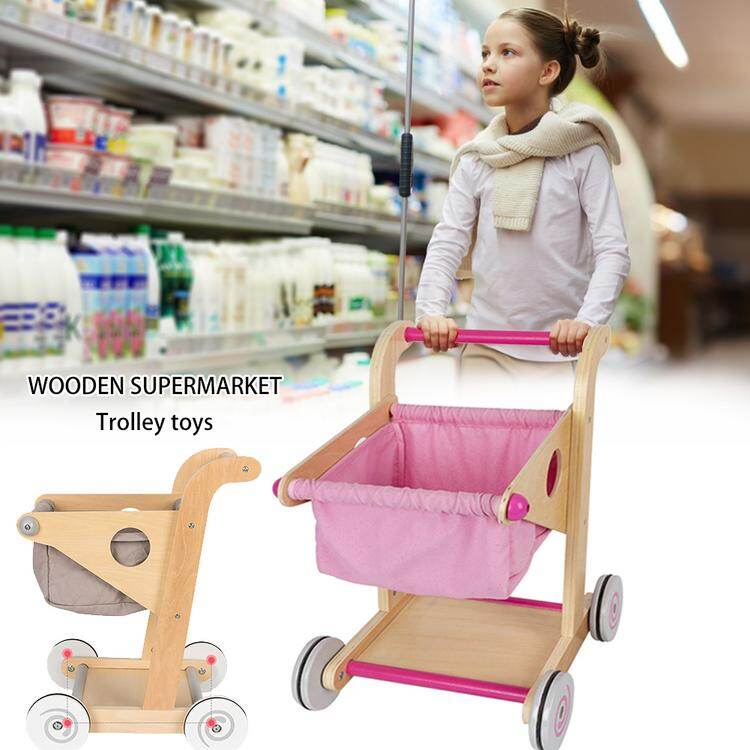 kids wooden shopping trolley