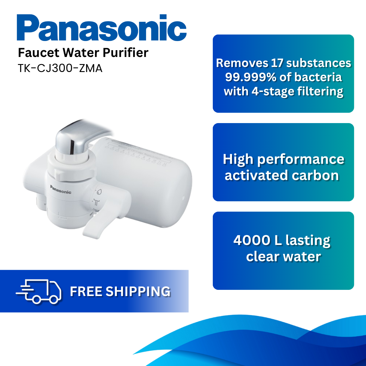 PANASONIC TK-CJ300 FAUCET WATER PURIFIER MICROCLEAR4000 FILTER CARTRIDGE TK-CJ300-WMA