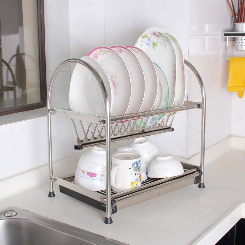 Gambar Beauty should be cleaning the kitchen shelf 304 stainless steel shelves dishes chopsticks dishes layer 2 drop receive arrange tableware