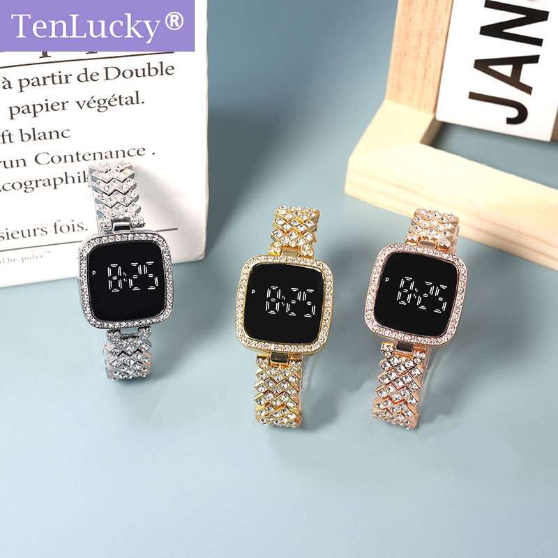 TenLucky electronic watches for women Fashion Bling Korean Style Casual Girl's Women's Watch Waterproof ราคา 139 บาท*ส่งฟรี