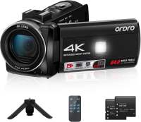 Máy quay Máy quay video Ordro Z36 4K máy ảnh vlogging 64MP cho Youtube 18X thu phóng kỹ thuật số 3.0 Màn hình xoay quan sát ban đêm IR chân máy mini ba chân và 2 pin