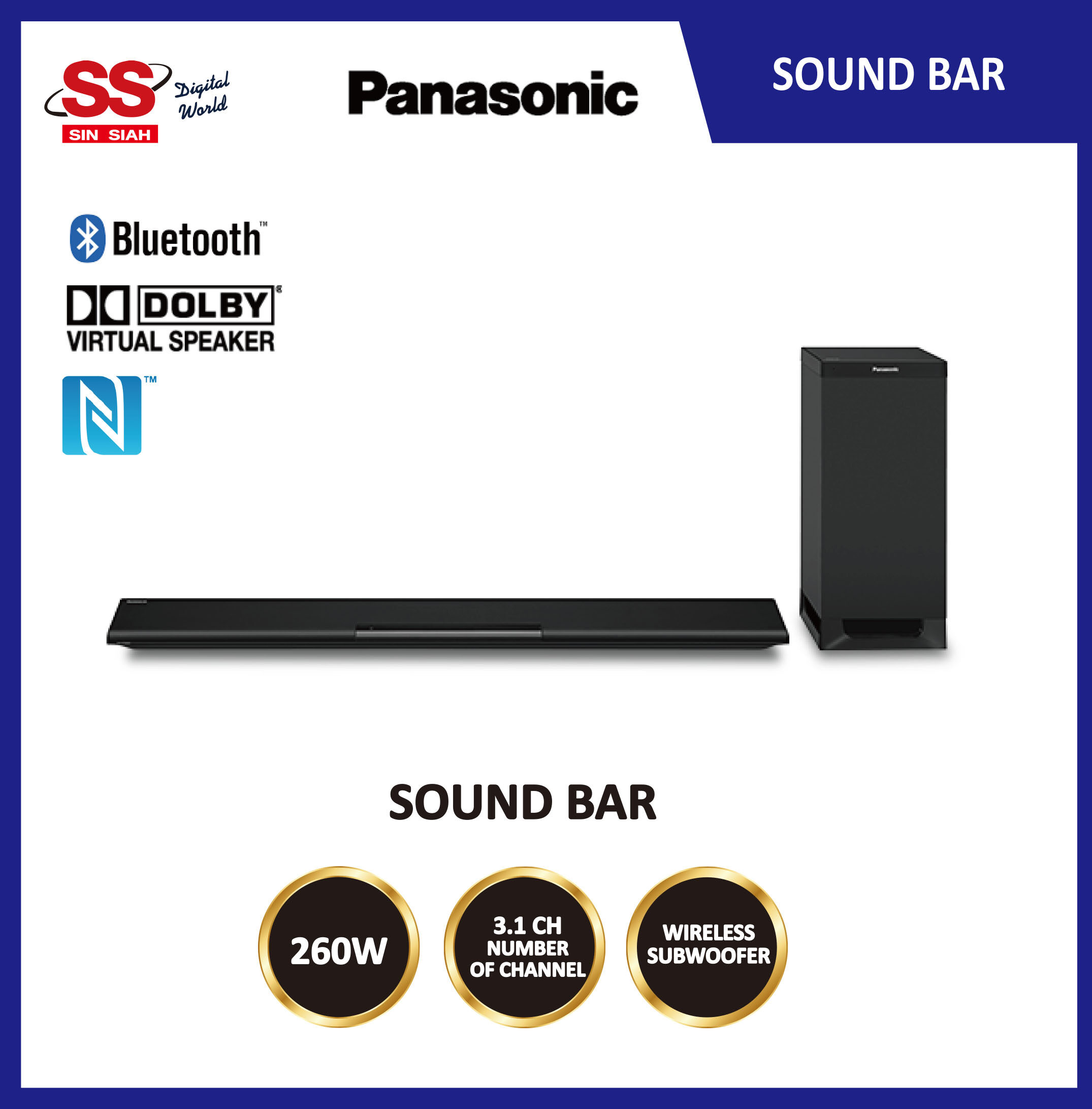 panasonic 3.1 soundbar with wireless subwoofer
