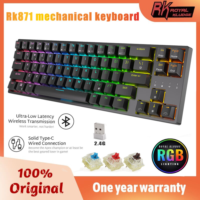Royal Kludge RK871 RK68PLUS Hotswappable Mechanical Mini Wireless Tri