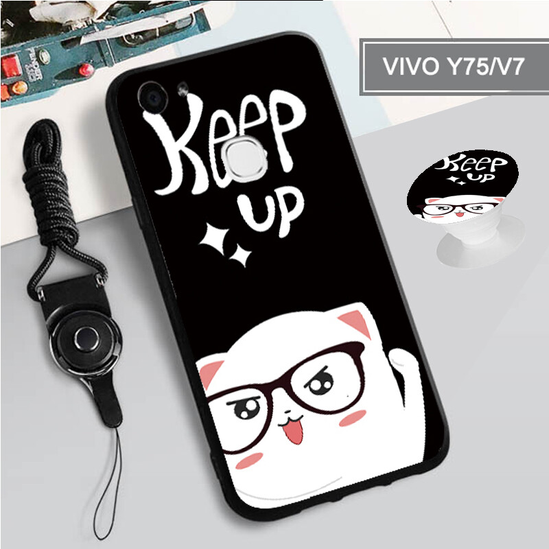 Hàng Mới Về Cho VIVO Y75/V7/1718 Ốp Lưng Điện Thoại Cho VIVO Ốp Lưng Silicon Mềm Có Cùng Họa Tiết Giá Đỡ Điện Thoại Và Một Sợi Dây