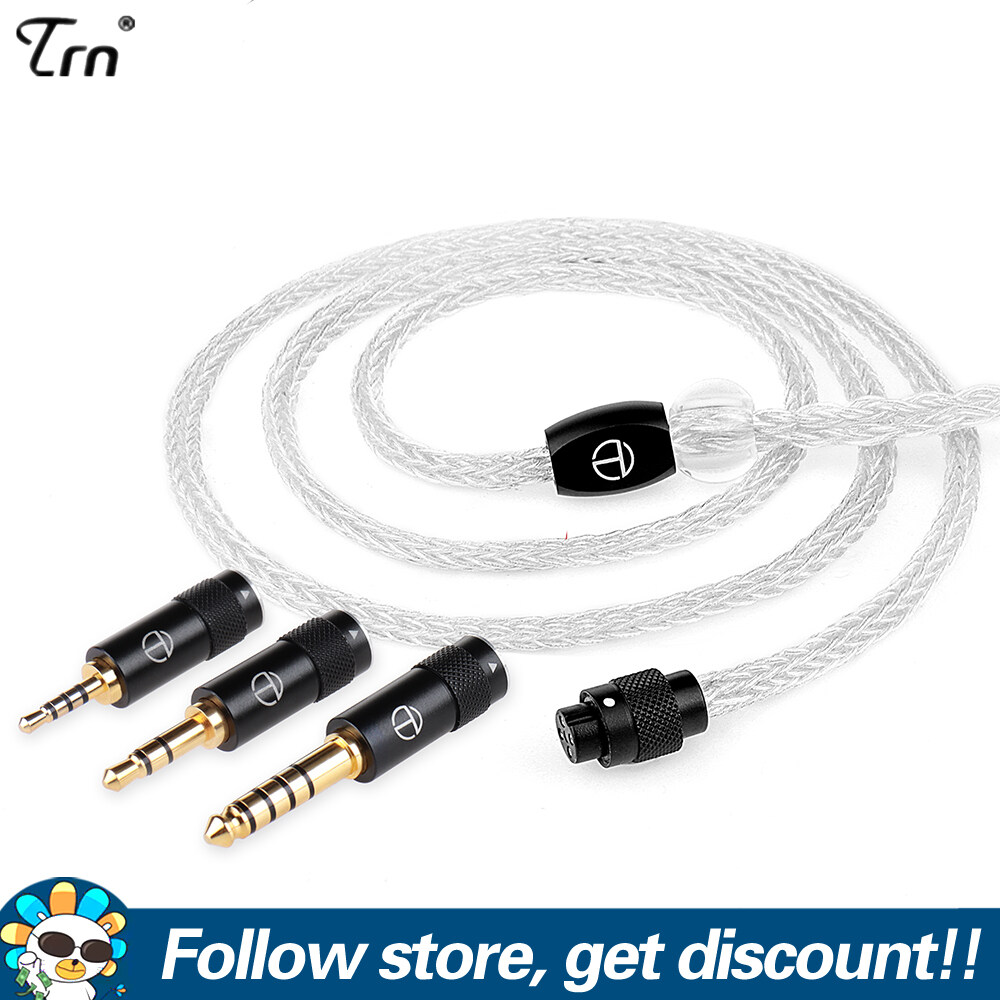 TRN T6 Pro Cáp Tai Nghe 16Core Mạ Bạc OCC Đồng Litz Nâng Cấp Cáp 4.4MM/2.5MM/3.5MM Với MMCX/2PIN 0.75MM 0.78MM CPin Kết Nối Có Thể Tháo Rời Tai Nghe Cáp Cho KZ ZSN PRO TRN Shure SE215 TANGZU WANER Có Thể Thay Thế Đầu Cắm Âm Thanh Thiết Kế Dây Tai Nghe