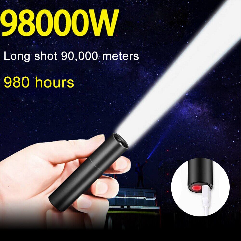 Hizozee đèn pin led mini có thể sạc lại usb 5v đèn pin 3 chế độ chiếu sáng chống nước đèn pin phóng to di động để cắm trại ban đêm đi bộ đường dài