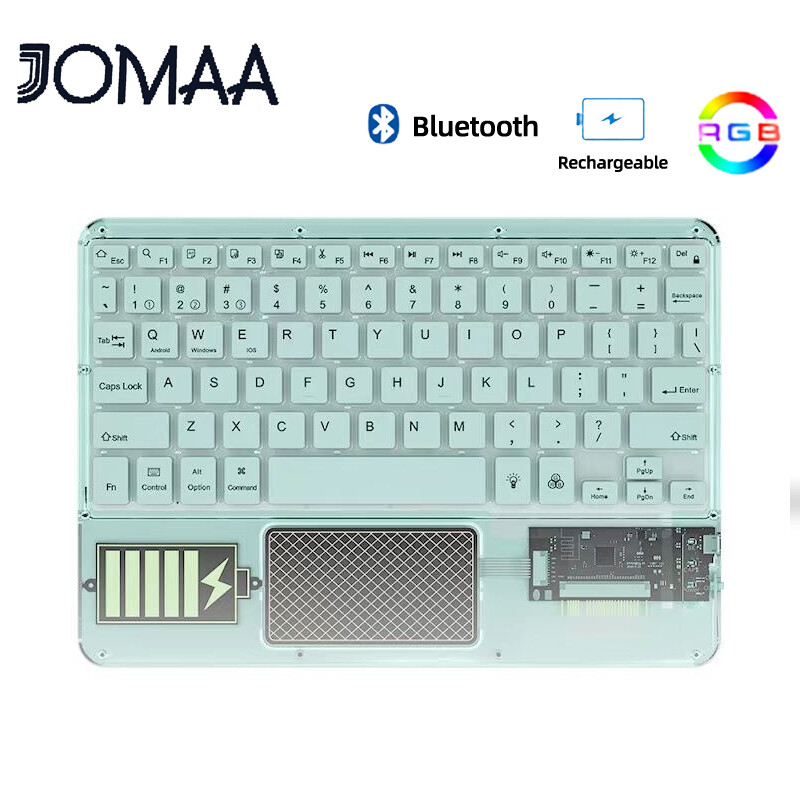 Jomaa bàn phím cho máy tính xách tay bàn phím không dây bàn phím bluetooth rgb trong suốt bàn phím bluetooth bàn phím kèm bàn di chuột không dây có thể sạc lại bàn phím không dây bàn phím ipad ios android máy tính bảng nền windows
