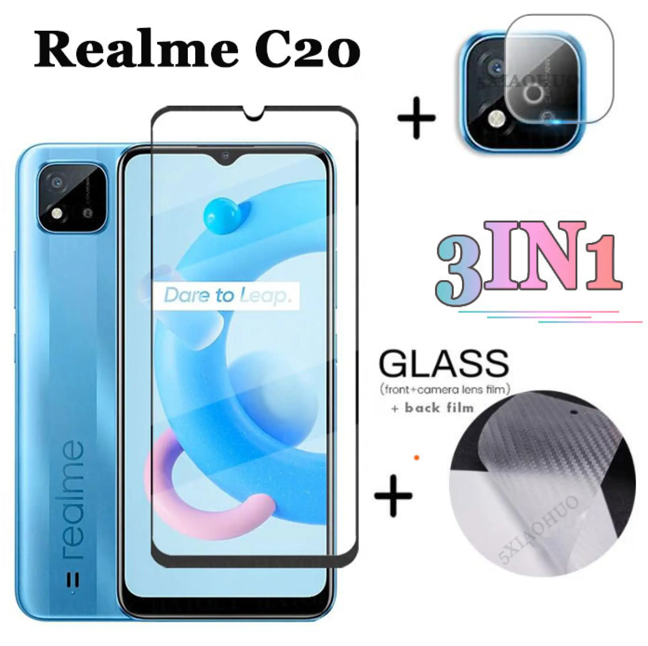 Kaca Tempered Realme C20 C17 C15 C12 C11 21d Lapisan Pelindung Lensa Kamera Lapisan Hitam 3 Dalam 1 Lazada Indonesia