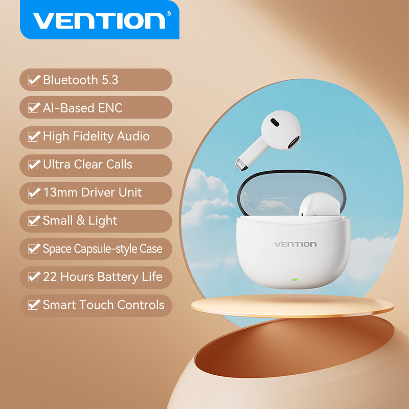 Vention Elf E07 Tai Nghe Bluetooth True Wireless 5.3 - Thiết Kế Hộp Trong Suốt - Pin 22 Giờ - Chống 