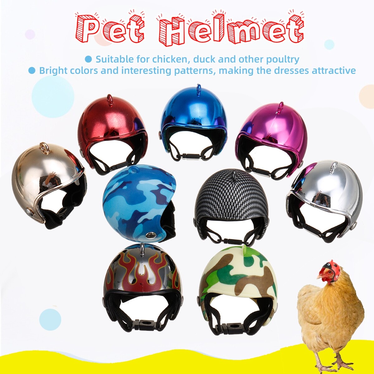 Mũ Bảo Hiểm Gà Cho Thú Cưng Nhỏ Mũ Cứng Chim Vịt Hat Pet Nguồn Cung Cấp 14