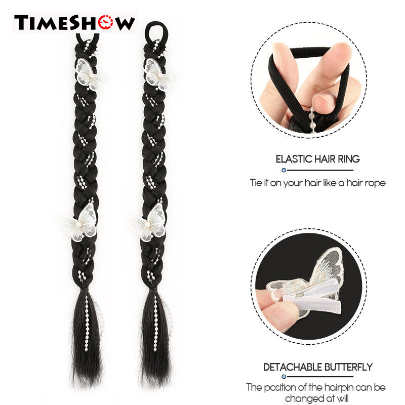 Gambar TimeShow Bow Knot Women Braided Wig Knotless Light weighted Braided Wigs for Cool Women Girl Party