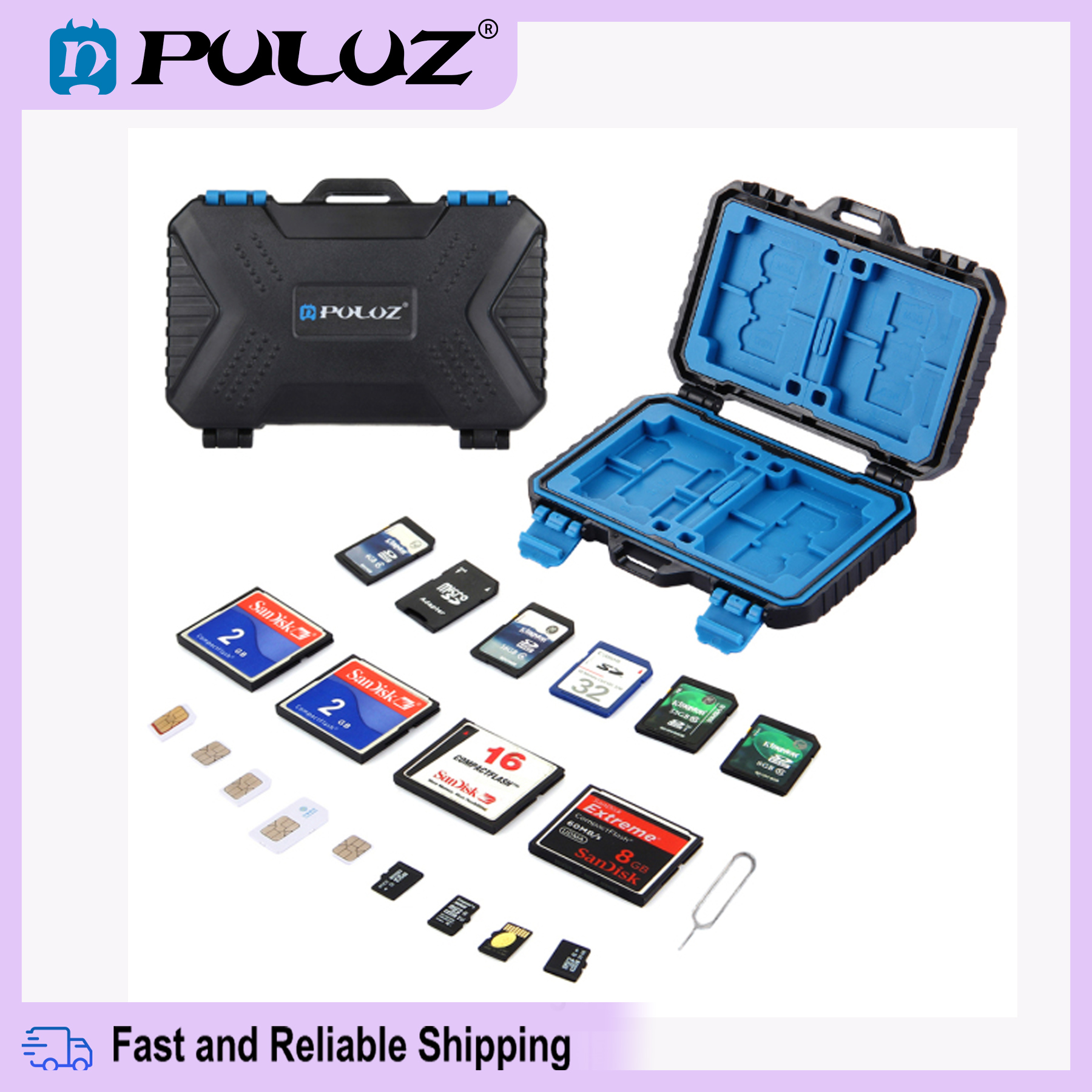【Ready Stock】PULUZ 27 in 1 Memory Card Case for 4CF + 8SD + 9TF + 1Card PIN + 1Standard SIM + 2Micro-SIM + 2Nano-SIM ราคา 97 บาท*ส่งฟรี