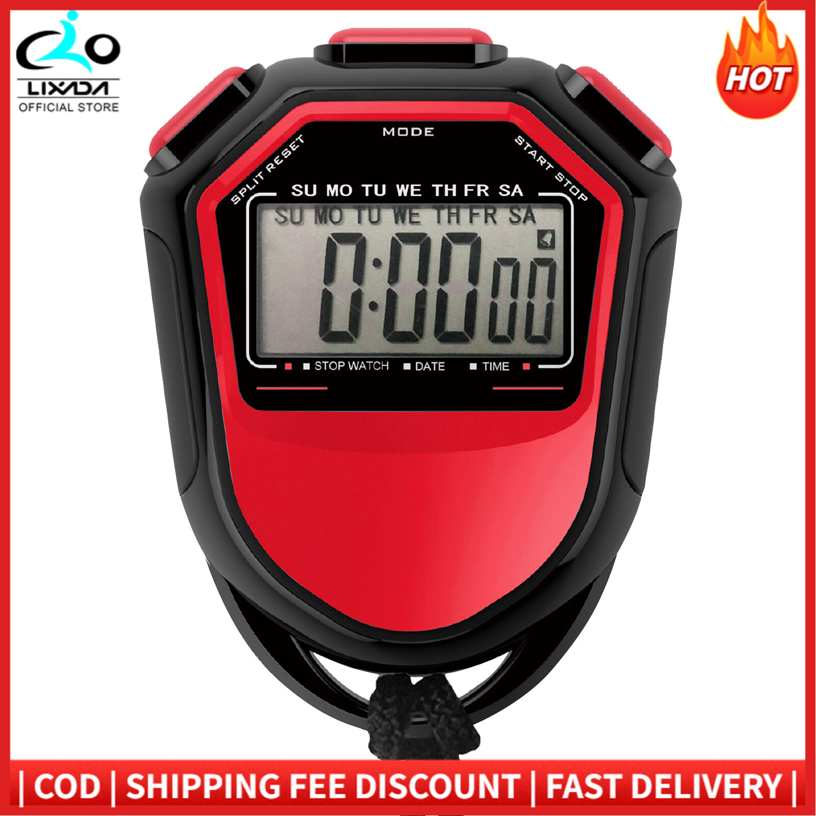Waterproof Stopwatch Digital Handheld LCD Timer Chronograph Sports Counter with Strap for Swimming Running Football Training