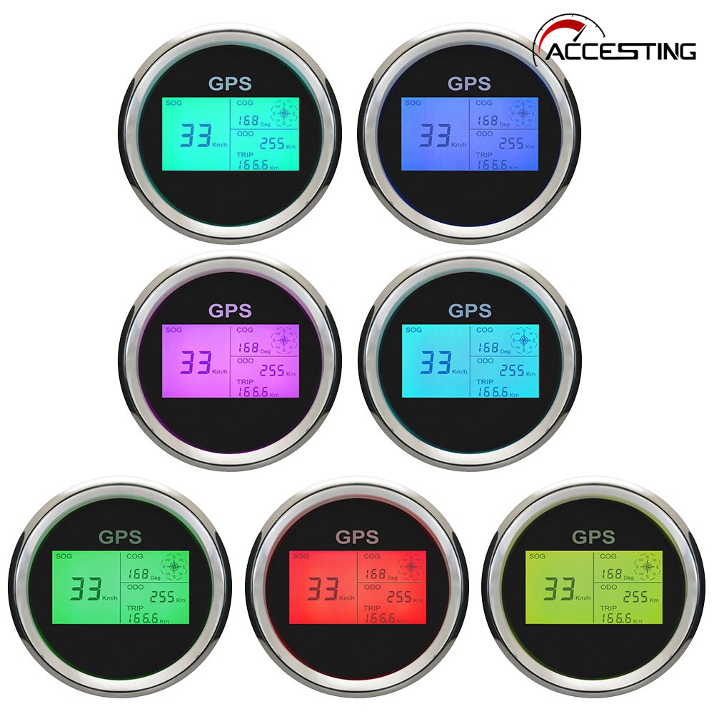 Universal Waterproof Digital GPS Speedometer 85mm 7 Color LCD Backlight Speed ​​Gauge Odometer Course with GPS Antenna Mileage ราคา 1,922 บาท*ส่งฟรี