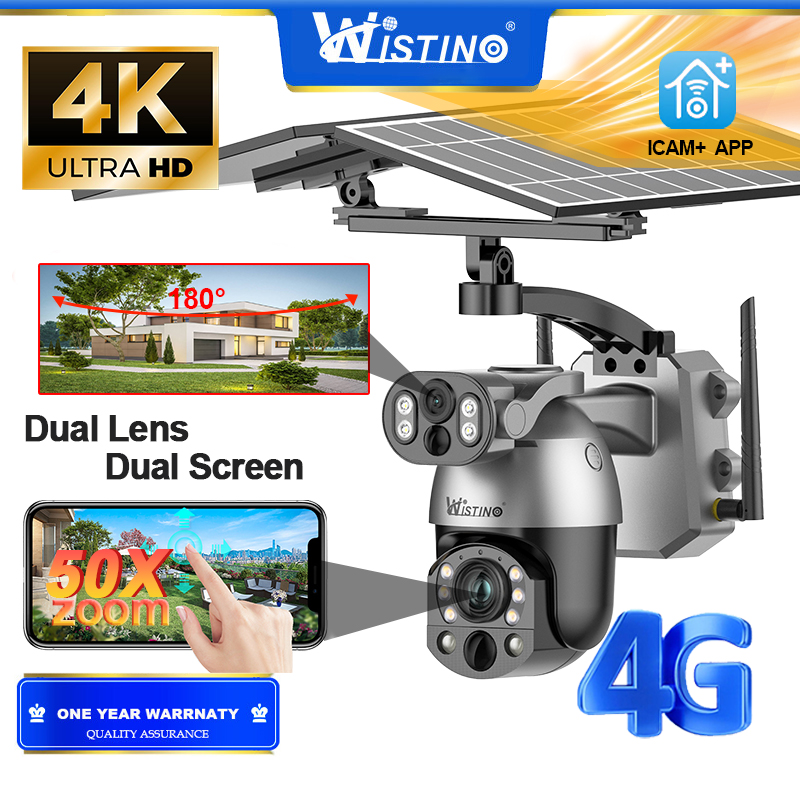 Wistino HD 8MP 4K 99x digital zoom SIM card CCTV solar power system CCTV wireless night vision full color outdoor solar power camera ราคา 5,965 บาท*ส่งฟรี