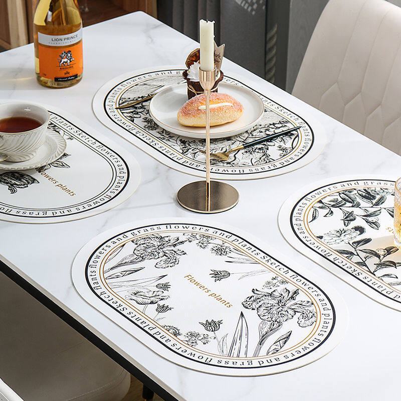 Placemat Bộ Đế lót ly cà phê Thảm kiểu Bắc Âu cho nhà bếp ăn đám cưới/bàn tiệc chất liệu da PU miếng vải để lót đĩa ở bàn ăn