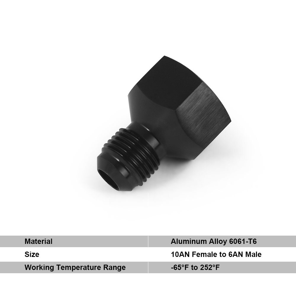 AN Reducer Fitting 2-Piece 10AN Female To 8AN Male Flare Reducer Fitting - Fuel Cell Bulkhead Adapter, Black Anodized, 6-Month Warranty An Fitting Reducer - Foto 7