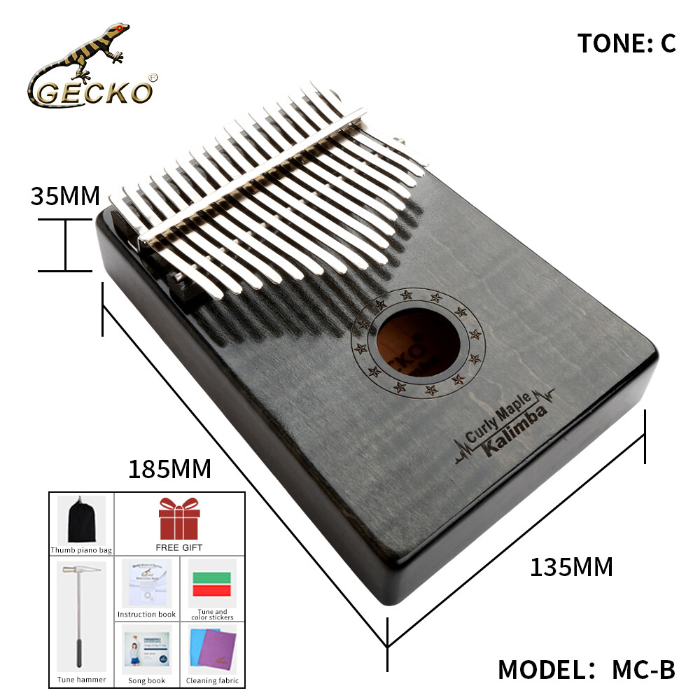 GECKO Kalimba 17 -key thumb piano with waterproof protective box portable child adult gift - 2