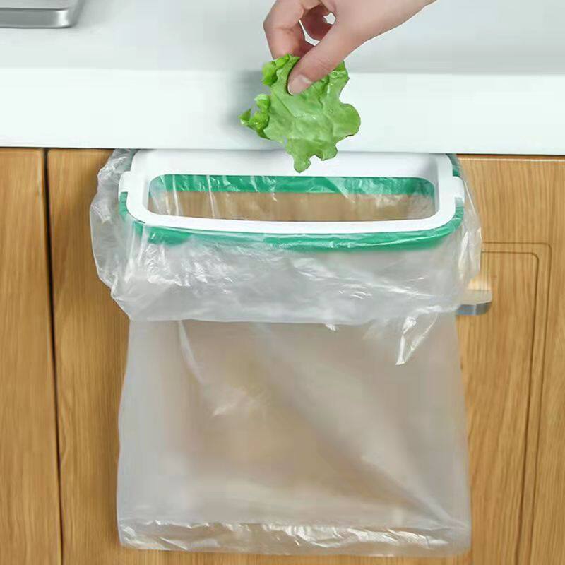 Gambar Over The Cabinet Plastic Trash Bag Holder for Kitchen RV Bathroom Dorm Room Office