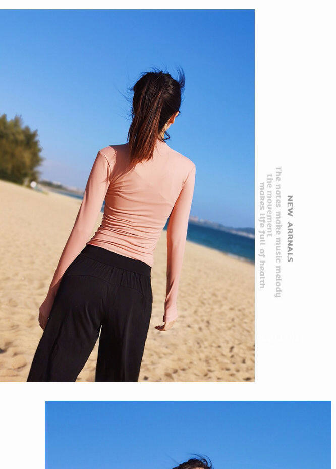 SUPERFLOWER Frauen Sport Shirts Einfarbig Reißverschluss Hohe Elastische Gym Yoga Top Atmungsaktive Langarm Sexy T-Shirts_voghion.com