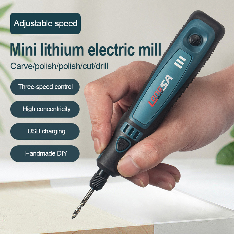 Máy khoan điện không dây máy mài bút khắc 3 tốc độ sạc usb máy mài gỗ dụng cụ điện tự làm để chà nhám/đánh bóng