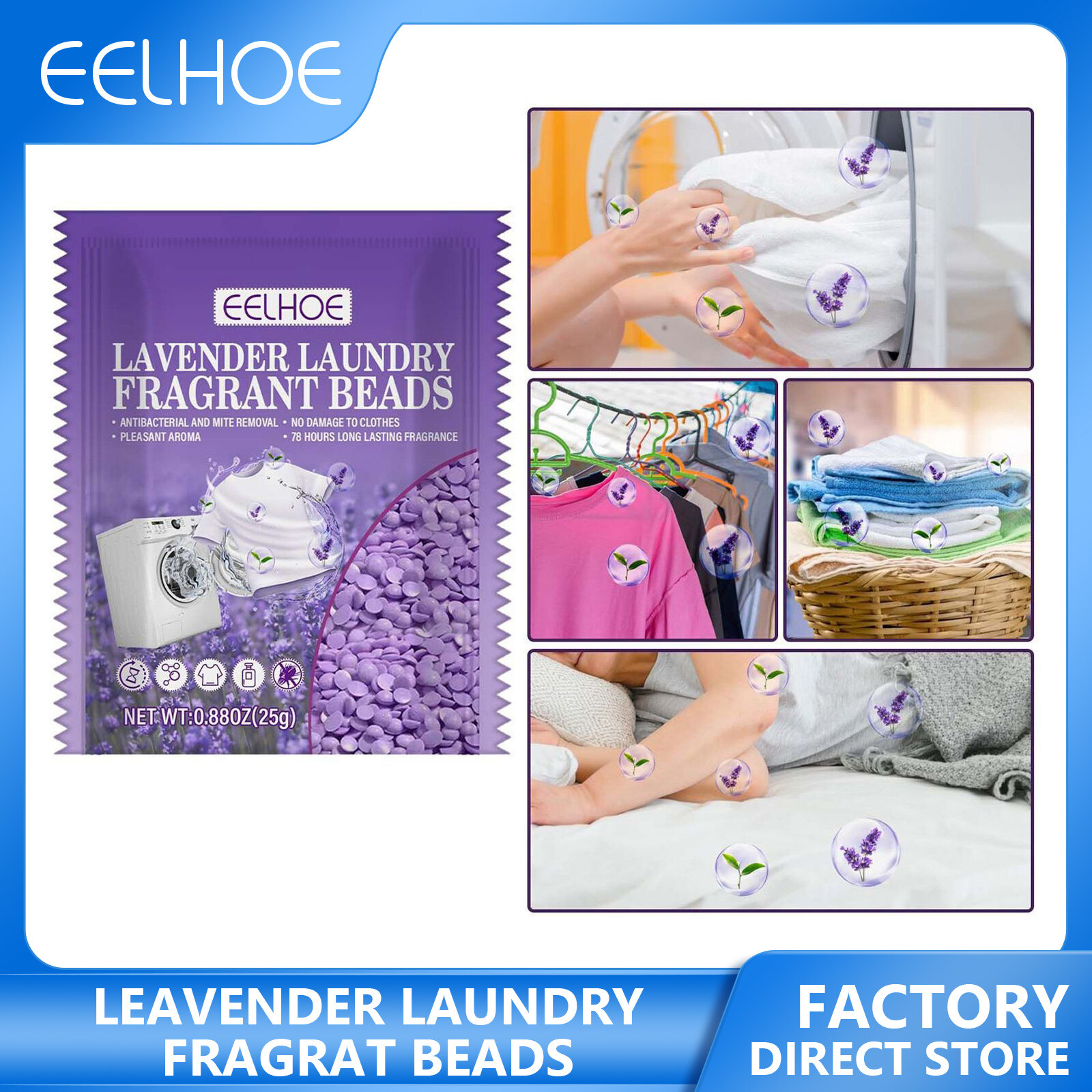 Eelhoe 25g Lavender Fragrance Beads Soft Clothing Diffuser Perfume Laundry Beads Scent Booster in-Wash Clean Clothes Laundry Scent Beads 72 Hours Lasting Fragrance Laundry Artifact Washing Machine Clean Detergent Laundry Supplies ราคา 166 บาท*ส่งฟรี
