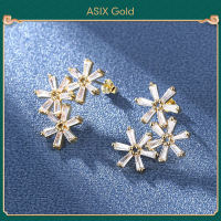 ASIX GOLD Womens S925 Sterling Silver Moissanite Earrings Original 24K Real Gold Plating Non-Allergic Elegant Charm Earrings Jewelry Gifts for Women