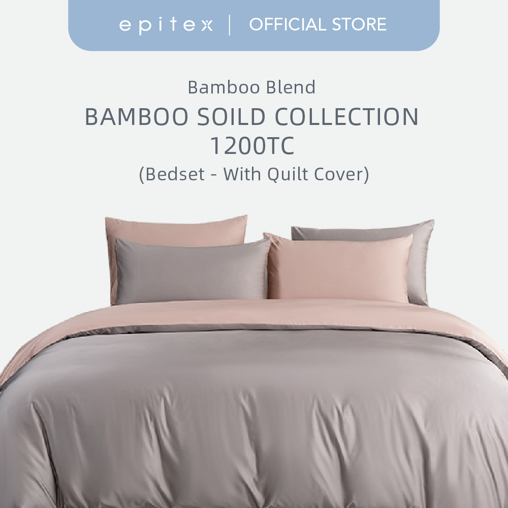 Epitex Bamboo1200TC 100% Bamboo Visco Reversible Soild | Bedset | Bedsheet | Cadar | Online (With Quilt Cover)