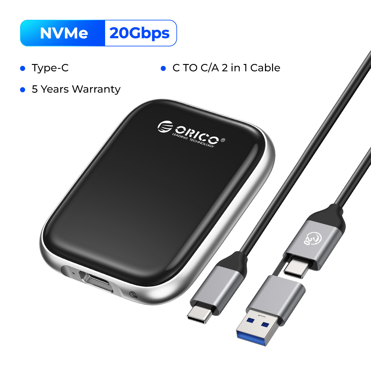 ORICO Bọ Cánh Cứng xách tay SSD 1000 MB/giây bên ngoài ổ cứng lưu trữ thể rắn 2TB 1TB 512GB USB 3.2 