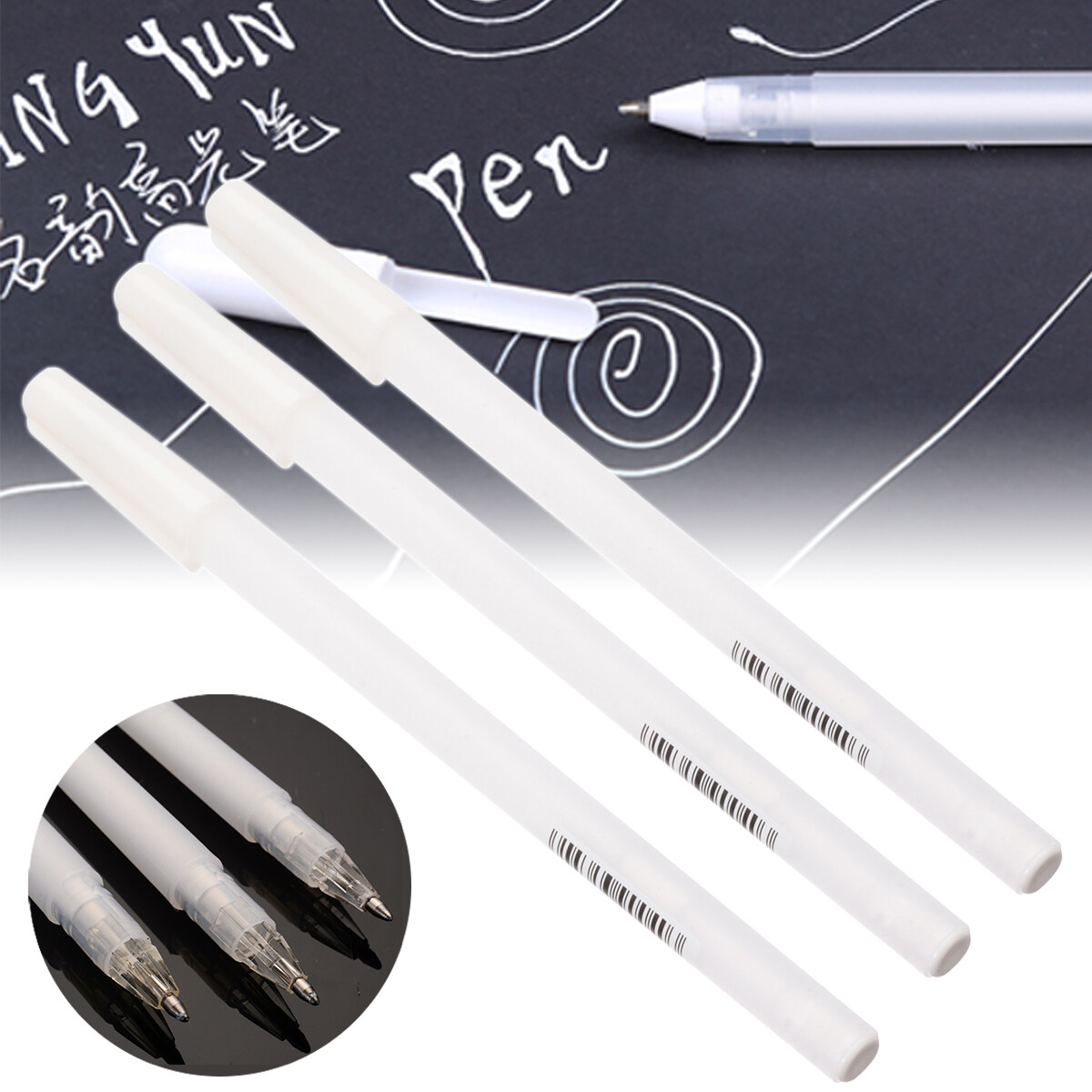 KPL 3pcs 0.8mm White Ink Color Photo Album Hand-painted Marker Gel Pen Stationery Office Supplies