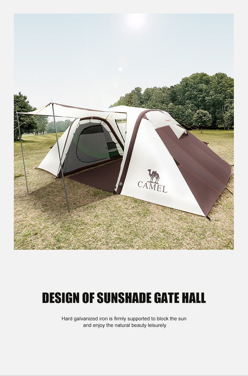 CAMELCROWN 4-5 persons Inflatable Travel Resident Tent Outdoor Selfdriving Rainproof Windproof Camping Two-room And One-Hall Multi-Person Tent