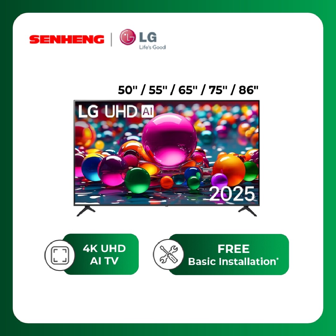 LG 4K UHD AI TV UA8450 2025 (50/55/65/75/86 inch) Harga 2,099 Ringgit*Penghantaran Percuma