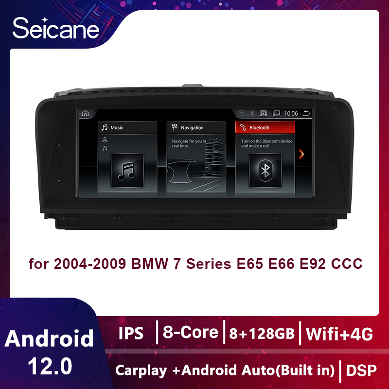 Seicane 8.8inch Android 10.0 IPS Touchscreen 8+128G Car Gps Multimedia Video Radio Player for 2004 2005 2006 2007 2008 2009 BMW 7 Series E65 E66 E92 CCC Built-in Carplay DSP Support SWC Waze ราคา 11,000 บาท*ส่งฟรี