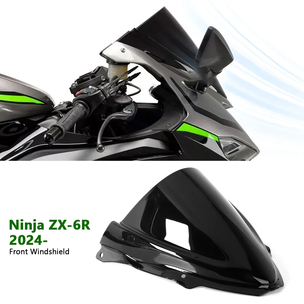 For Kawasak NNJA ZX6R 2024 2025 Wndsheld Wndscreen Double Bubble