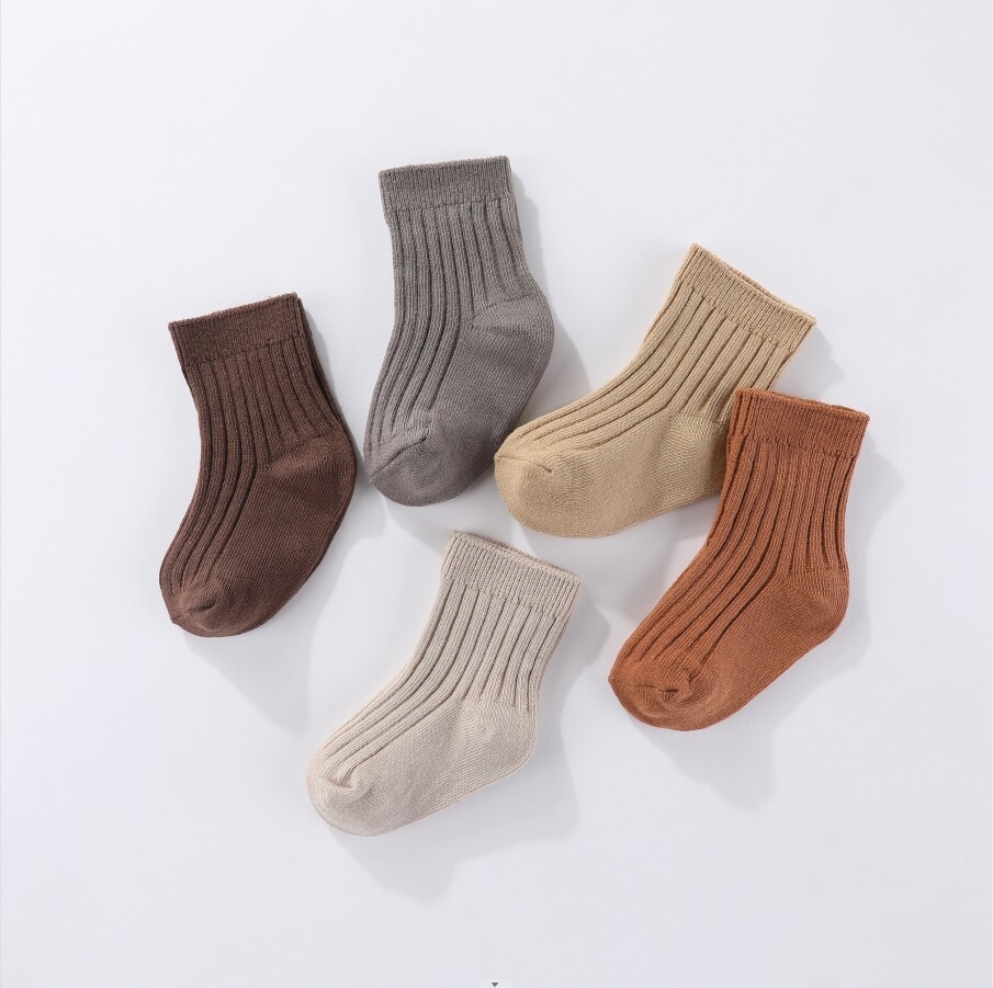 2024 Newborn Baby Solid Color Stripe 100% Cotton Socks Breathable and Comfortable 0-5-year-old Baby Unisex Fashion Trendy Socks Elastic and High Quality Fabric Baby Accessories Essential Non slip Socks