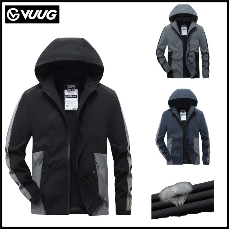 VUUG Spring Jacket Men's New Trend Hooded Detachable Jacket Slim Fit All-match Handsome Youth Jacket