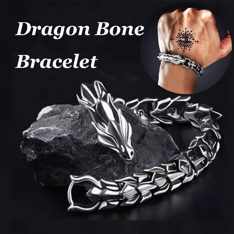 【PrettySet】Fashion Retro Men Bracelets Silver Plated Dragon Head Keel Bracelet For Men Holiday Gift Hip Hop Punk Chain Hand Jewelry Accessories