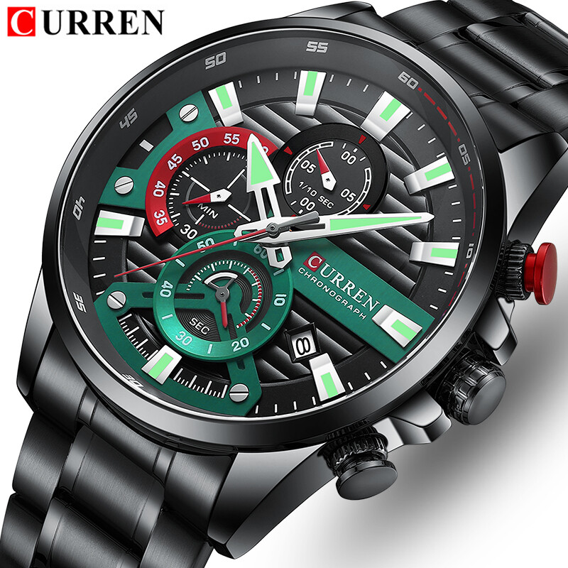 CURREN Đồng Hồ Nam Thương Hiệu Chính Hãng Sang Trọng Hàng Đầu Đồng Hồ Thể Thao Nam Có Lịch Bấm Giờ Chống Nước Thời Trang Công Sở Ngoài Trời