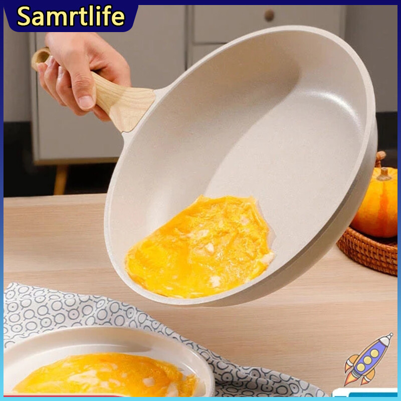 Gambar Smartlife Frying Pan Maifan Stone With Lid Nonstick Home Breakfast Pot Induction Cooker Gas Stove Fried Steak Pancake Nonstick Frying Pot